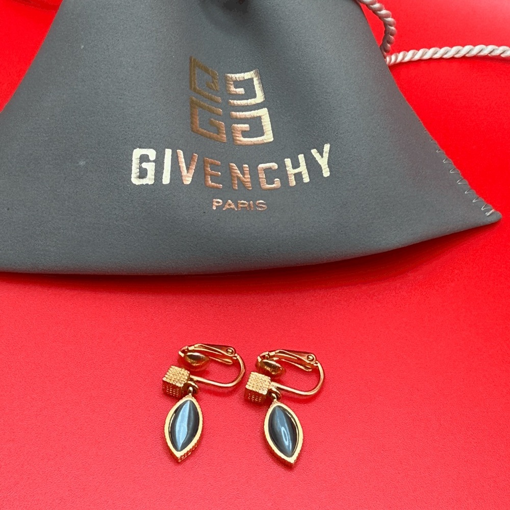 Givenchy Gold and Black Designer Earrings